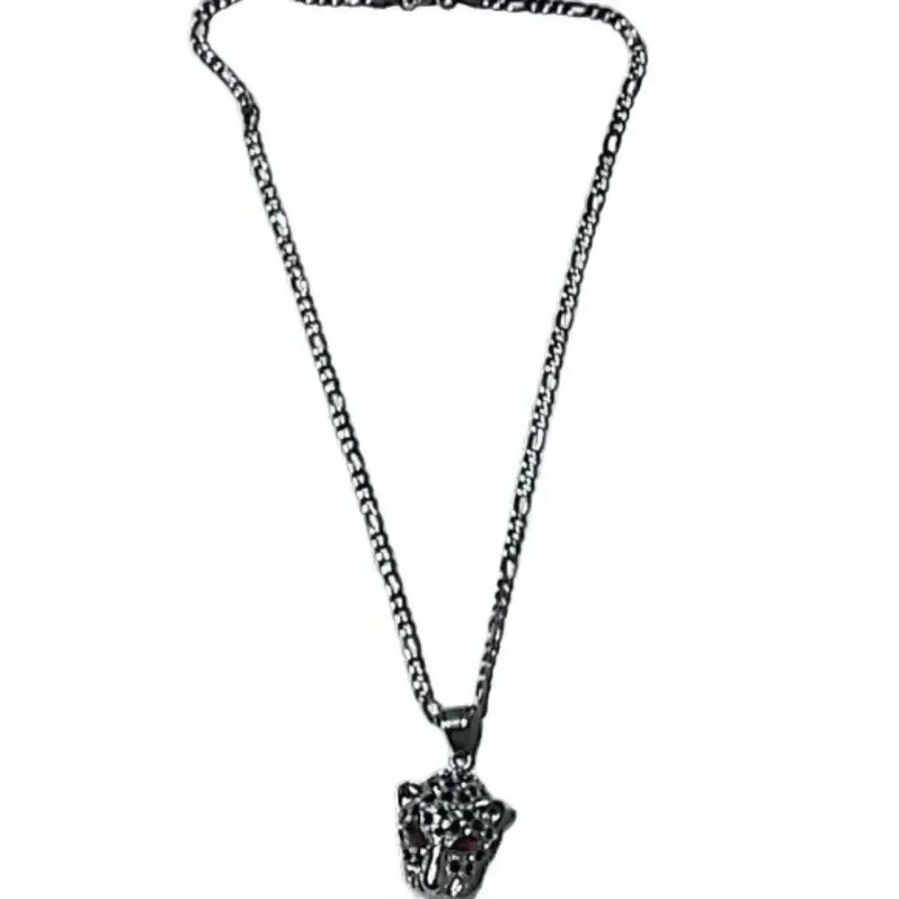 Stainless Steel Chain Necklace With Cougar Pendant